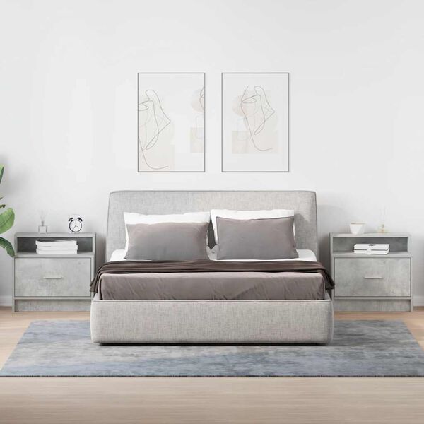 vidaXL Tables de chevet avec tiroir 2 pcs gris b&eacute;ton 51x31x47 cm