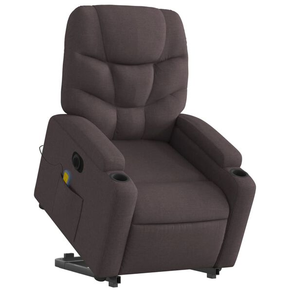 vidaXL Fauteuil inclinable de massage électrique Marron foncé Tissu