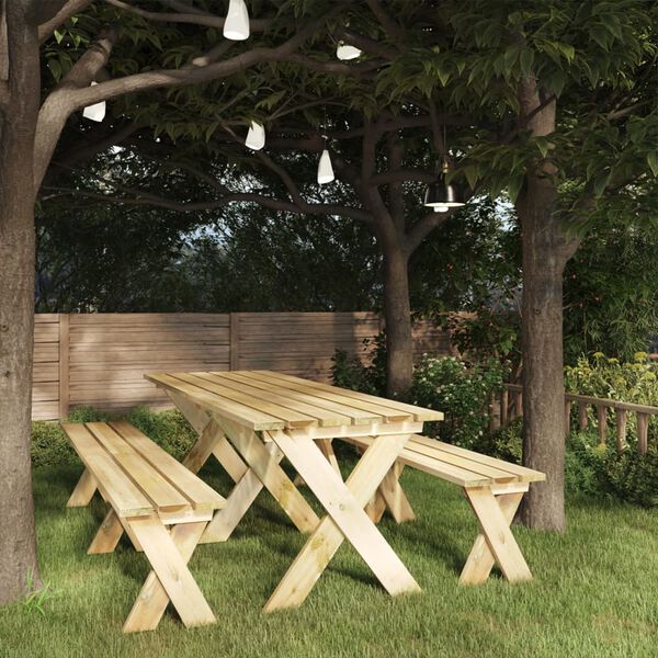 vidaXL Ensemble &agrave; manger de jardin 3 pcs Bois de pin impr&eacute;gn&eacute;