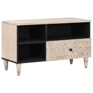 vidaXL Meuble TV Blanc 80 x 33,5 x 46 cm Bois de mangue massif