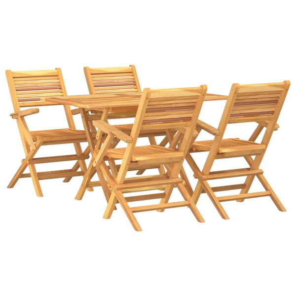 vidaXL Ensemble &agrave; manger de jardin 5 pcs Bois de teck massif