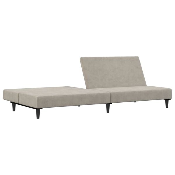 vidaXL Canap&eacute;-lit &agrave; 2 places gris clair velours