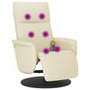 vidaXL Fauteuil inclinable de massage et repose-pieds cr&egrave;me similicuir