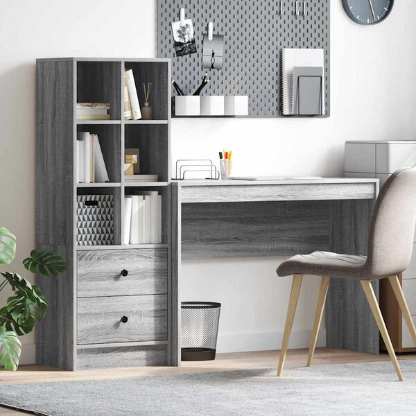 vidaXL Bureau avec tiroir 2 pcs Gris Sonoma