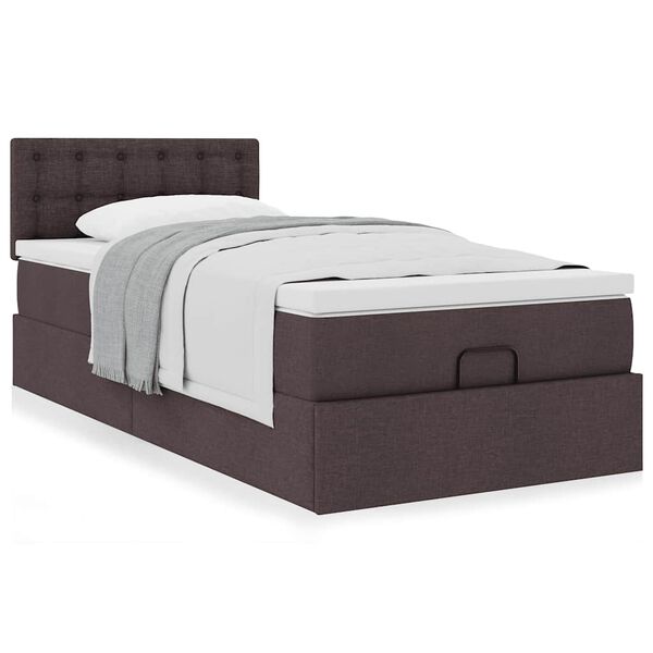 vidaXL Lit ottoman avec matelas marron fonc&eacute; 100x200 cm tissu