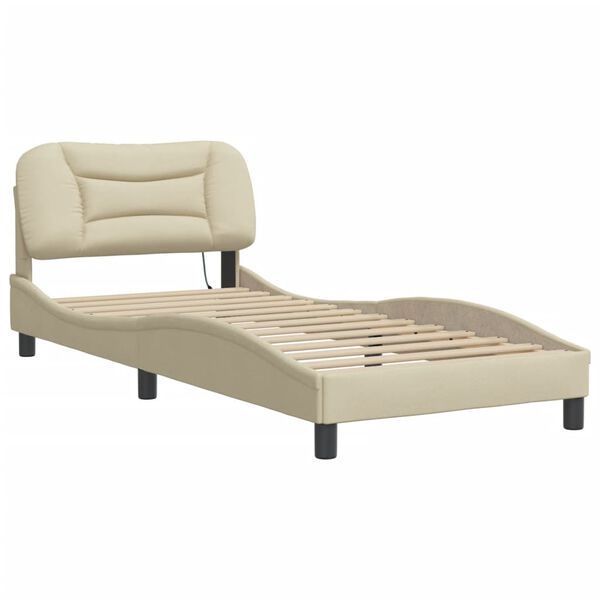 vidaXL Cadre de lit sans matelas Hvar crème 90x190 cm tissu
