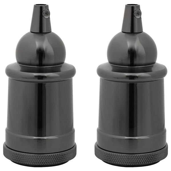 vidaXL Douilles de lampe 2 pcs noir brillant E27