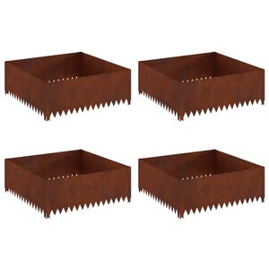vidaXL Bordure de Pelouse 4 pcs 100 x 100 x 35 cm Acier Rouill&eacute;