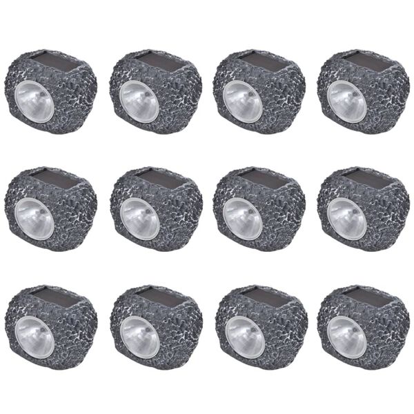 vidaXL Projecteurs solaires &agrave; LED forme de pierre 12 pcs