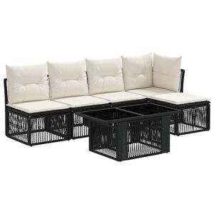 vidaXL Ensemble de canap&eacute; de jardin 6 pc Noir polyrotin
