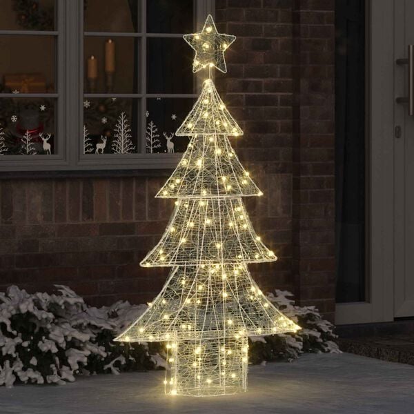 vidaXL Sapin de No&euml;l avec 160 LED Blanc chaud 150 cm Acrylique