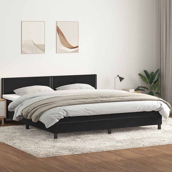vidaXL Sommier &agrave; lattes de lit avec matelas noir 200x210 cm Velours