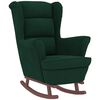 vidaXL Fauteuil &agrave; bascule &agrave; oreilles en velours vert fonc&eacute; bois massif