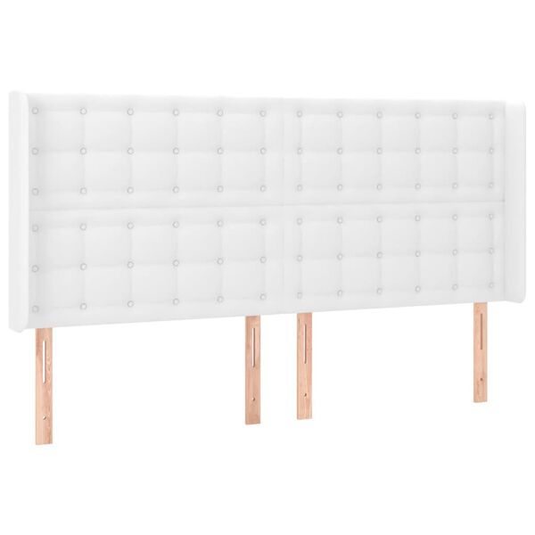 vidaXL T&ecirc;te de lit &agrave; LED Blanc 163x16x118/128 cm Similicuir