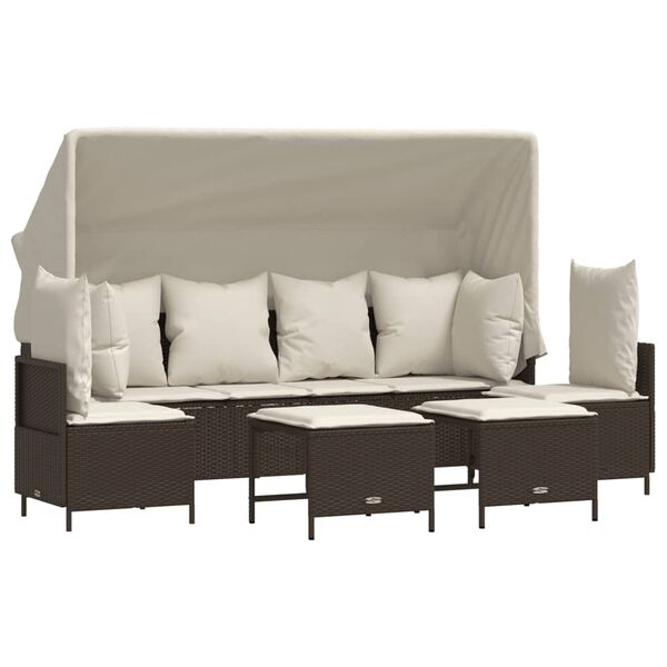 vidaXL Salon de jardin avec coussins 5 pcs marron r&eacute;sine tress&eacute;e