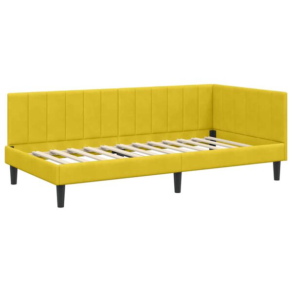 vidaXL Cadre de lit d'angle Jaune 90 cm x 200 cm Velours