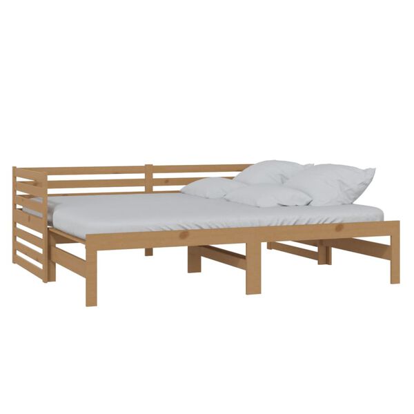 vidaXL Lit coulissant sans matelas marron miel 2x(90x200) cm