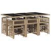 vidaXL Ensemble &agrave; manger de jardin et coussins 11 pcs beige poly rotin