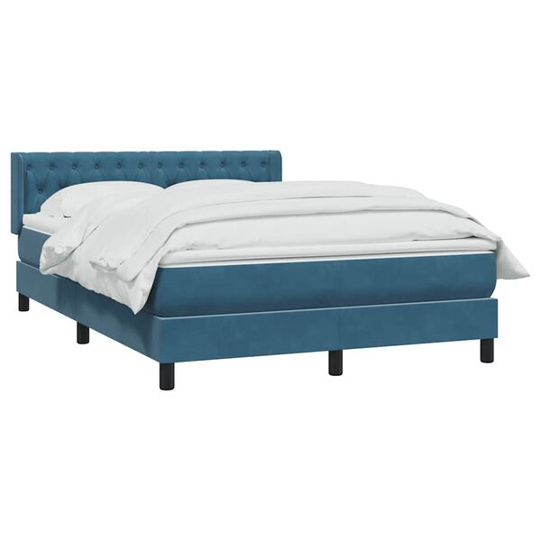 vidaXL Sommier &agrave; lattes de lit et matelas Bleu fonc&eacute; 160x220cm Velours