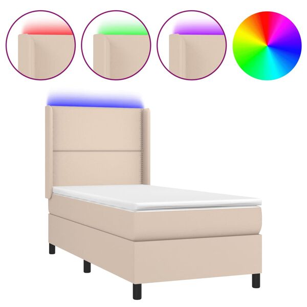 vidaXL Sommier &agrave; lattes de lit matelas LED Cappuccino 90x200cm