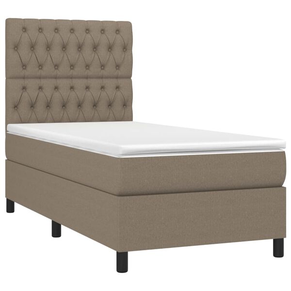 vidaXL Sommier &agrave; lattes de lit et matelas et LED Taupe 100x200cm Tissu