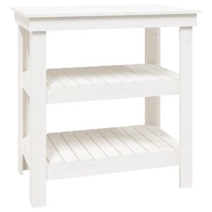 vidaXL &Eacute;tabli avec &eacute;tag&egrave;re Blanc 78,5 x 50 x 80 cm Bois de pin massif
