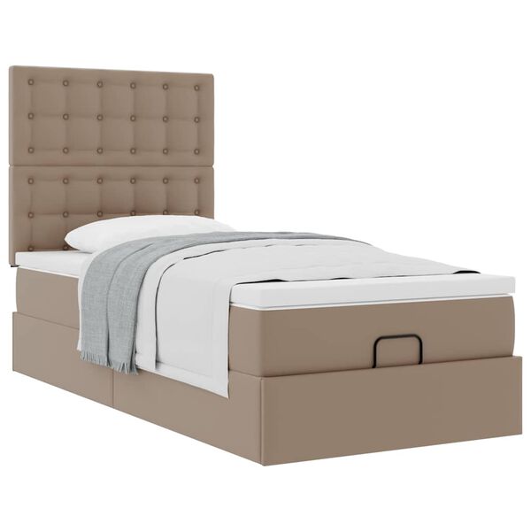 VidaXL Lit ottoman et matelas cappuccino 80x200 cm similicuir
