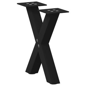 vidaXL Pieds de table basse en forme de X, 2 pi&egrave;ces, noir, 37 x (30-31) cm, acier