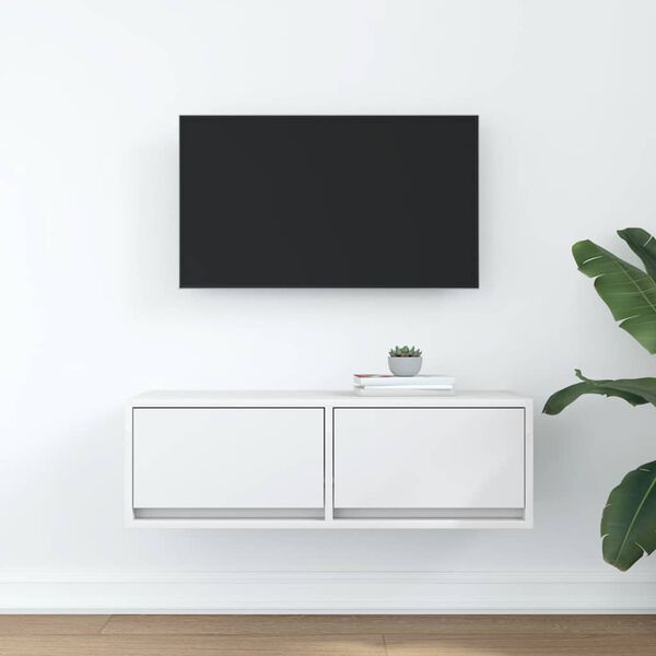 vidaXL Meuble TV blanc 80x31x25,5 cm bois d'ing&eacute;nierie