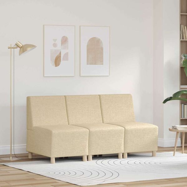 vidaXL Unit&eacute; de Sofa Modulaire Sans Accoudoirs 3 pcs Cr&egrave;me