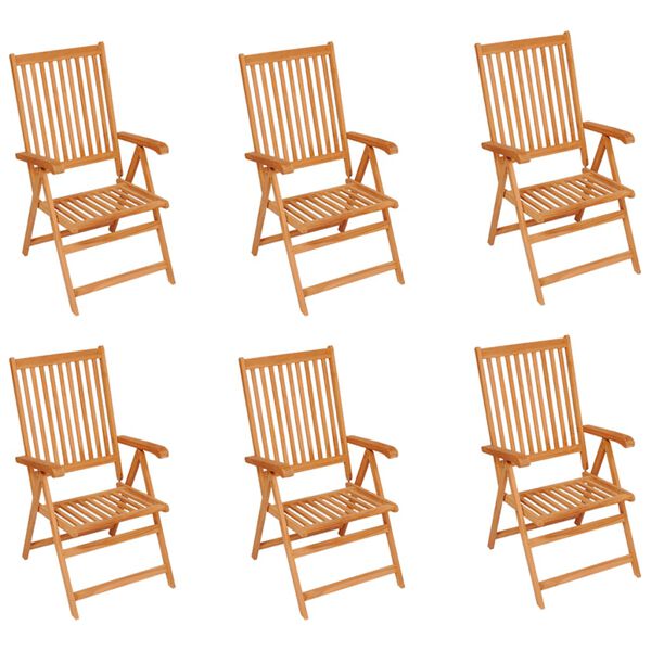 vidaXL Chaises de jardin lot de 6 avec coussins vert vif Bois de teck