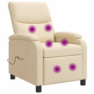 vidaXL Fauteuil de massage inclinable Cr&egrave;me Tissu