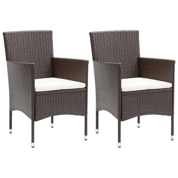 vidaXL Ensemble à dîner de jardin avec coussins 3 pcs poly rotin brun