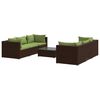 vidaXL Salon de jardin 7 pcs avec coussins R&eacute;sine tress&eacute;e Marron