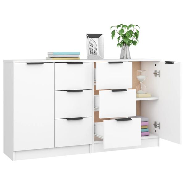 vidaXL Buffets 2 pcs blanc 60x30x70 cm Bois d'ingénierie