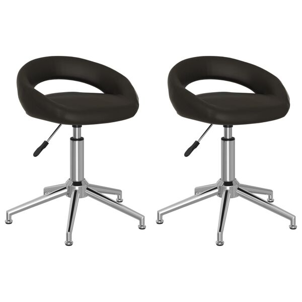 vidaXL Chaises pivotantes &agrave; manger lot de 2 noir similicuir