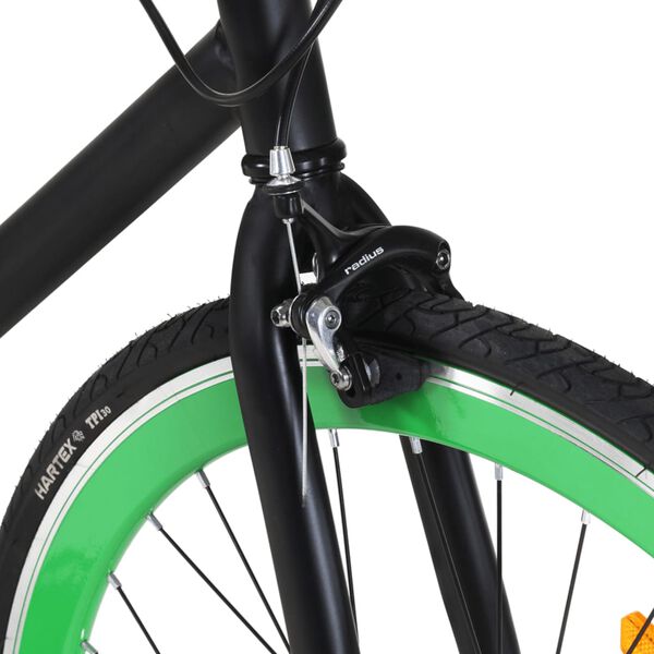 vidaXL V&eacute;lo &agrave; pignon fixe noir et vert 700c 55 cm