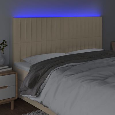 vidaXL Tête de lit à LED Crème 180x5x118/128 cm Tissu