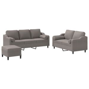 vidaXL Ensemble de canap&eacute;s 3 pcs avec coussins taupe tissu