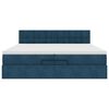 vidaXL Cadre de lit ottoman avec matelas bleu fonc&eacute; 200x200 cm velours
