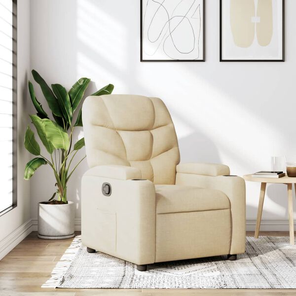 vidaXL Fauteuil inclinable Cr&egrave;me Tissu
