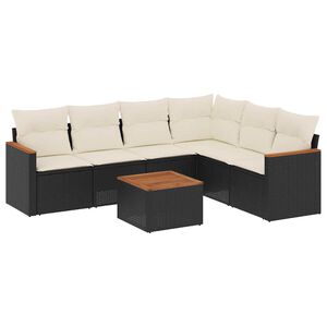 vidaXL Salon de jardin 7 pcs avec coussins noir r&eacute;sine tress&eacute;e