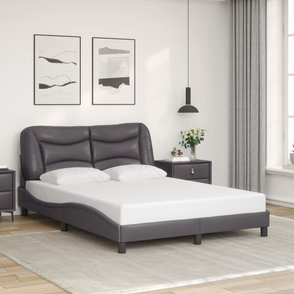 vidaXL Cadre de lit sans matelas Hvar gris 140x200 cm similicuir