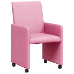 vidaXL Chaises de Salle &agrave; Manger avec Roues 2 pcs Rose 57 x 66 x 94 cm