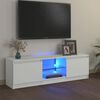vidaXL Meuble TV avec lumi&egrave;res LED Blanc 120x30x36 cm