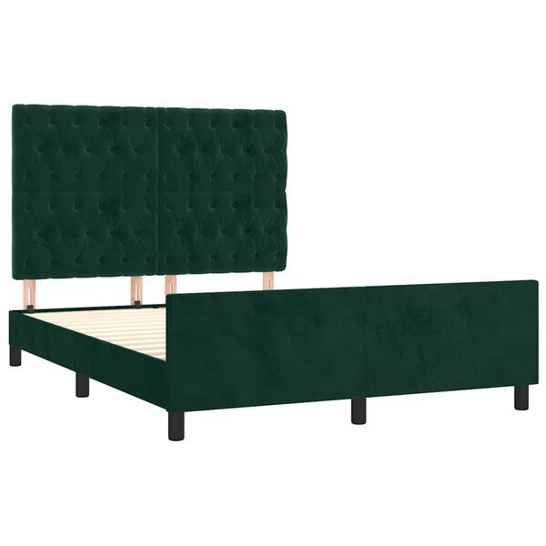 vidaXL Cadre de lit sans matelas vert fonc&eacute; 140x190 cm velours