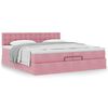 vidaXL Cadre de lit ottoman avec matelas rose 200x200 cm velours