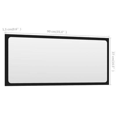 vidaXL Miroir de salle de bain Noir 90x1,5x37 cm Aggloméré