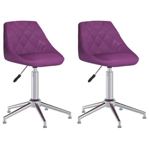 vidaXL Chaises pivotantes &agrave; manger lot de 2 violet similicuir