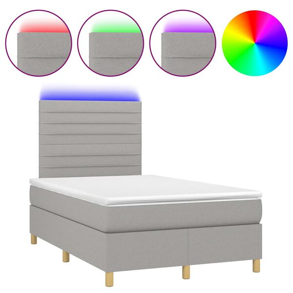 vidaXL Sommier &agrave; lattes de lit matelas LED gris clair 120x190 cm tissu